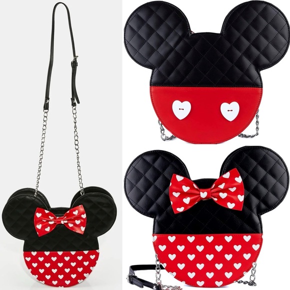 NWT! Loungefly Mickey Minnie Valentines Reversible Crossbody Bag Purse - Picture 1 of 8